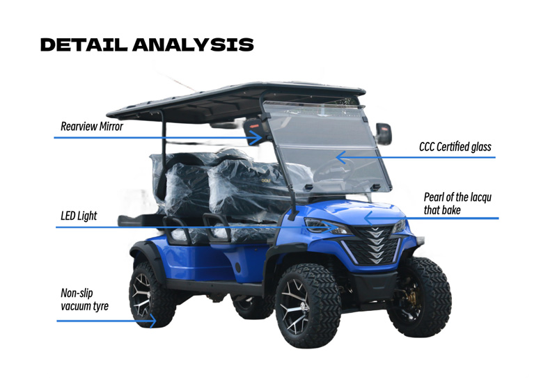 รถกอล์ฟไฟฟ้าสีน้ำเงิน Blue Electric Golf Car